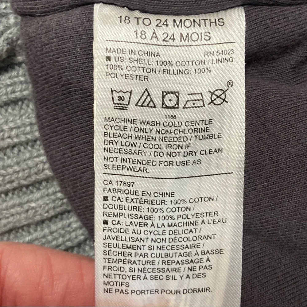 JANIE AND JACK / Gray Cable Knot Puffer Vest Size 18-24 months